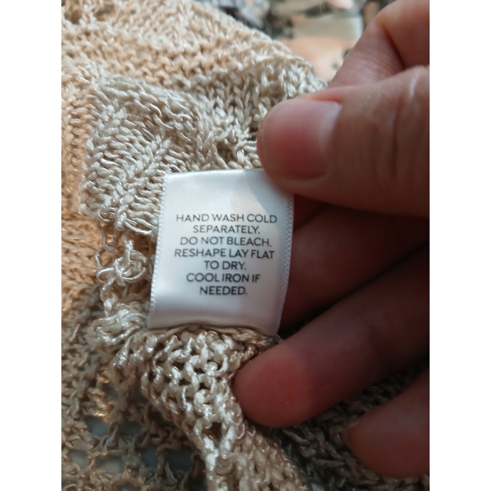 Westport 2x Tan Beige Pointelle Cable Knit Open Front Cardigan Layering - Picture 11 of 12